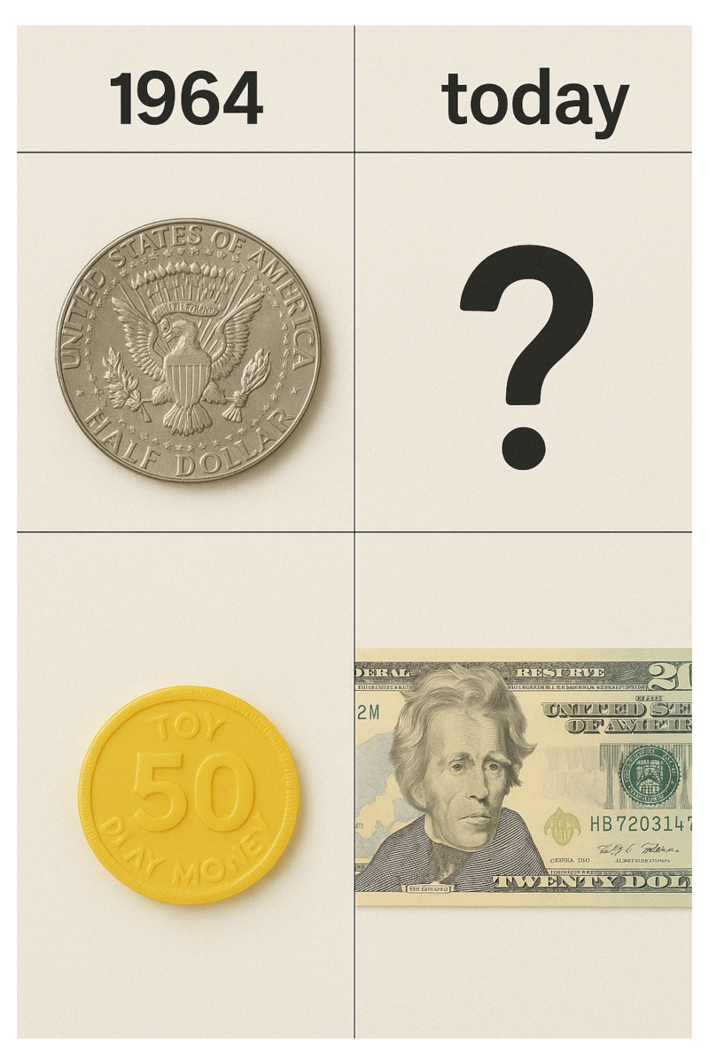 grid showing the difference between money and currency